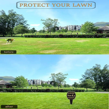 Clean Up after Your Dog No Pooping Sign, 13.6"x9.6" Metal Sign for Yard with Integrated Stake, Double Sided Printed, Outdoor Use