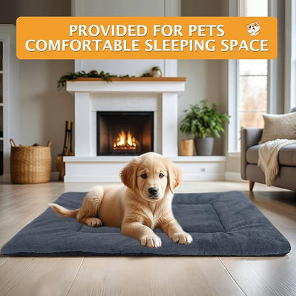 Reversible Dog Bed Mat with Plush and Corn Velvet,Soft Warm Pet Cushion, Dual Purpose Washable Sleeping Mattress Bed for Small Medium Large Dog and Cat XB004 (48"*30", Dark Grey)