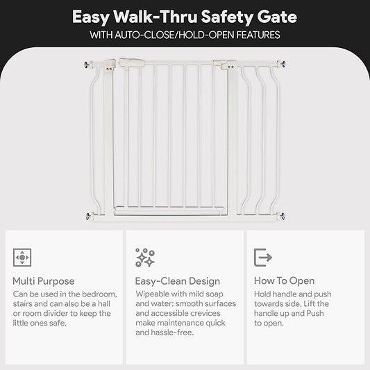 BalanceFrom Easy Walk-Thru Baby and Pet Safety Gate with Hold-Open and Auto-Close – Adjustable Steel Barrier for Stairs, Doorways, and Hallways, No Drilling Installation