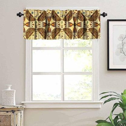 Vintage Ancient Egypt Valance Curtains, Old Egyptian Hieroglyphics Print Mysterious Egypt Culture Window Valance Curtain for Farmhouse Bedroom Living Room Kitchen 54x18inch