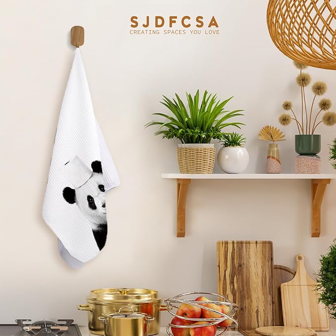 Funny Panda Bathroom Hand Towels, Panda Gifts for Women, Gifts for Animal Lovers, Black and White Wild Animal Decorative Hand Towels for Bathroom Decor, 16x24 Inch