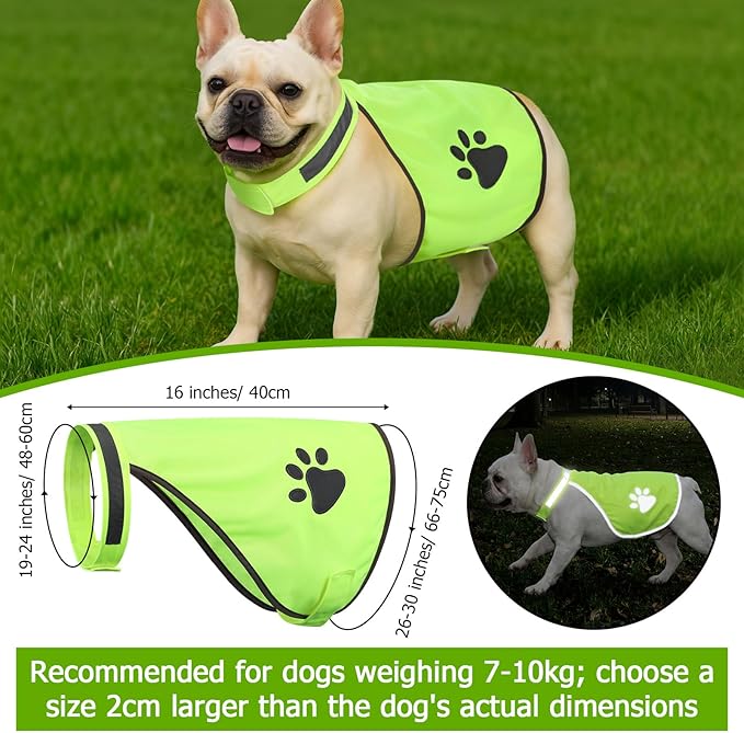 4 Pcs Reflective Running Gear for Dog Walking Reflective Vest Adjustable High Visibility, Sports Wristbands, Dog Safety Vest for Pets Outdoor Walking Cycling Camping(Fluorescent Green)