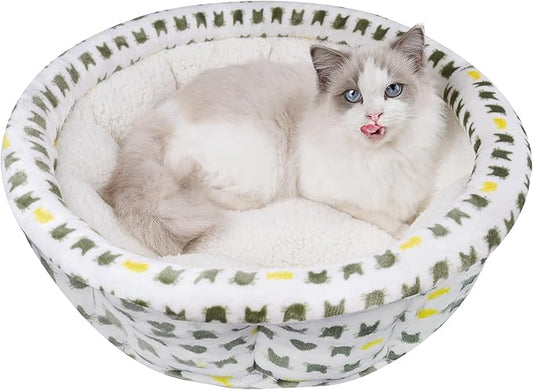 Super Soft Small Dog & Cat Bed, Anti-Anxiety Puppy Cuddler, Cozy Round Fluffy Plush Pet Bed, Machine Washable Faux Fur Donut Cuddler
