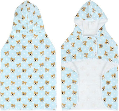 HDE Dog Bathrobe Super Absorbent Quick Drying Puppy Towel Wrap Coat Adjustable After Bath Robes with Hood for Dog Sizes S-XXL Teddy Bears L