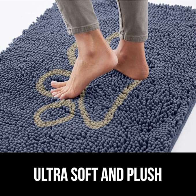 GORILLA GRIP SoakSTOPPER Dog Door Mat, Machine Washable Rug Absorbent Doormat Captures Moisture Mud Dirt, Quick Dry Soft Chenille Entryway Rugs Indoor Entrance Mats for Dog Paws, 24x17 Navy