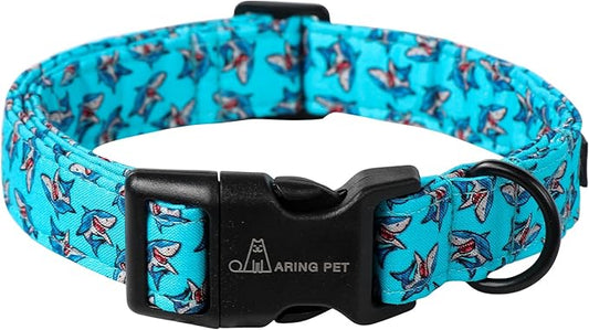 ARING PET Summer Dog Collar, Cute Blue Shark Pet Collars with Quick Release Buckle for Puppy Small Medium Large Boy Girl Dogs-XS