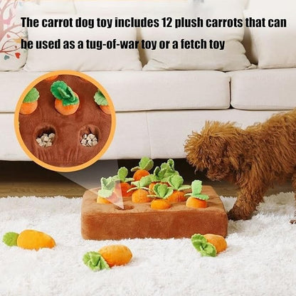 Carrot Dog Toy, Snuffle Mat for Dogs Toy Carrot, Interactive Dog Plush Puzzle Toys,Carrot Garden Dog,Dog Carrot Toys Pet Stress Relief with 12 Sounding Carrots (2)