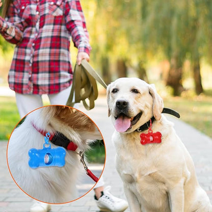 63 Pack Bone Shaped Poop Bag Dispenser, Dog Poop Waste Bag Holder Container with Hook, Leakproof Pet Waste Disposal Bags for Outdoor Pet Supplies 7 Colors