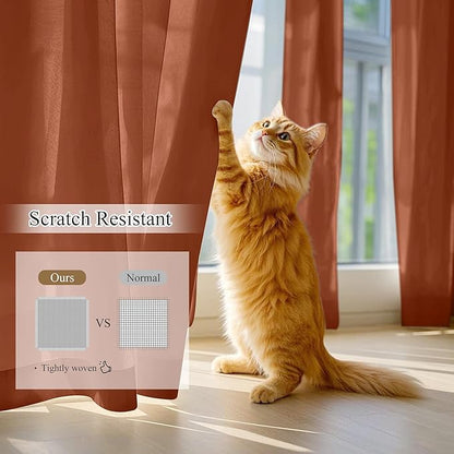 NICETOWN Burnt Orange Sheer Curtains 84 inches Long 2 Panels for Living Room, 52" Wide Grommet Window Drapes for Nursery- Home Decoration Light Filtering Elegant Window Treatment