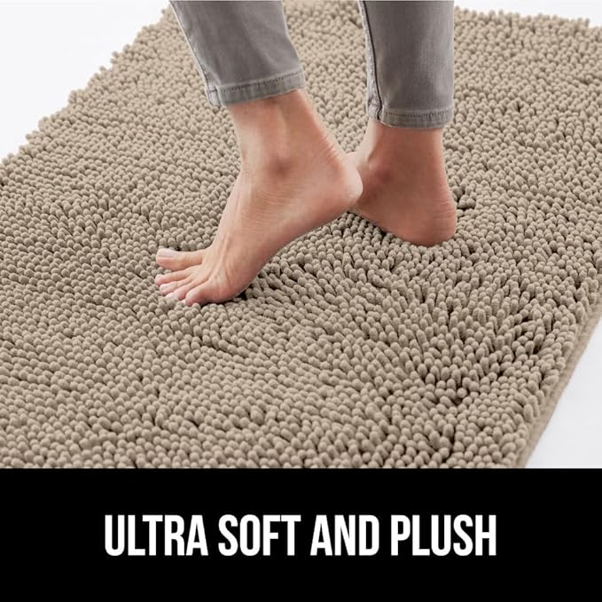 GORILLA GRIP SoakSTOPPER Dog Door Mat, 70x24 Machine Washable Rug Absorbent Doormat Captures Moisture Mud Dirt, Quick Dry Soft Chenille Entryway Rugs Indoor Entrance Mats for Dog Paws, Beige