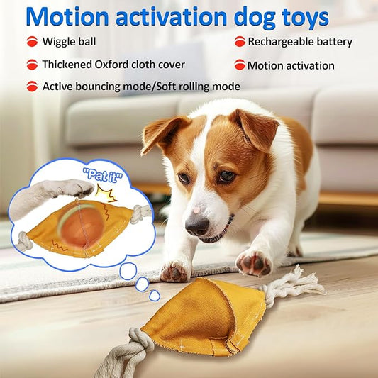 Interactive Dog Balls with Motion Activated, Wicked Ball Squeaky Dog Toy Oxford Bag Keep Dogs Busy (Red Ball)