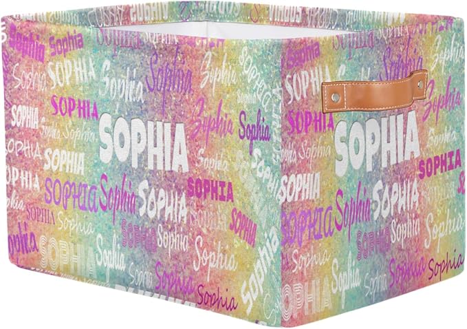 Custom Rectangular Baby Storage Bin, Kids Toys & Books Shelf, Clothes & Towel Storage, Gift & Pet Basket with Colorful Bling Sequins & Glitters in Pink & Yellow
