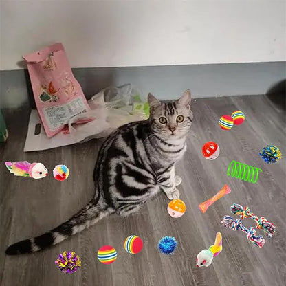 46 PCS Cat Toys for Indoor Cats, Kitten Toys with Cat Spring Toy, Mint Catnip with Crinkle Mouse Ball for Indoor Cats Kittens Exercise