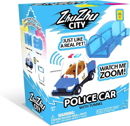 ZhuZhu City Electronic Hamster Police Car Toy – Interactive Pet with 40+ Sounds & Sirens – Includes Mr. Squiggles – Birthday Gift for Boys & Girls Ages 4+