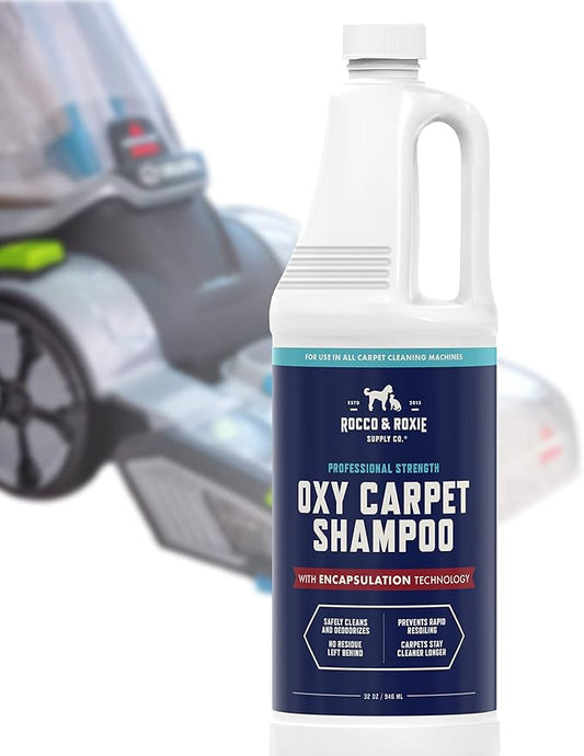 Rocco & Roxie Carpet Cleaner Solution for Pets - Pet Stain Remover, Use In Any Carpet Shampooer Machine - Deep Cleaning For Everyday Dog Odor On Couch, Upholstery, and Rugs