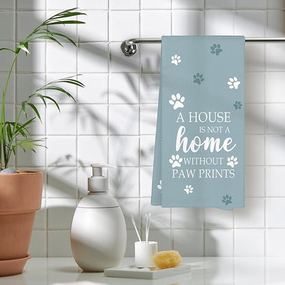 Funny Dog Paw Blue Kitchen Towels, Dog Lovers Gifts for Women Men Hand Towels for Bathroom, Gifts for Pet Lovers Decorative Hand Tea Dish Towels for Kitchen Decor 16x24in