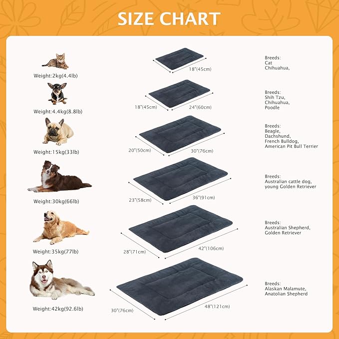 Reversible Dog Bed Mat with Plush and Corn Velvet,Soft Warm Pet Cushion, Dual Purpose Washable Sleeping Mattress Bed for Small Medium Large Dog and Cat XB004 (48"*30", Dark Grey)