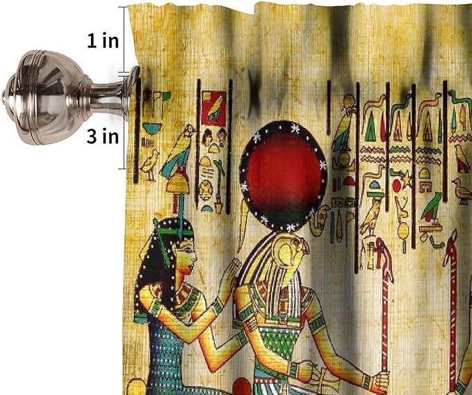 Vintage Ancient Egypt Curtains Valance, Egyptian Style Old Egypt Hieroglyphics Print African Pharaoh Theme Window Valance Curtain for Farmhouse Bedroom Living Room Kitchen 54x18inch