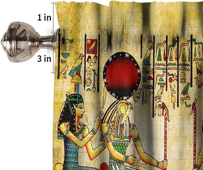 Vintage Ancient Egypt Curtains Valance, Egyptian Style Old Egypt Hieroglyphics Print African Pharaoh Theme Window Valance Curtain for Farmhouse Bedroom Living Room Kitchen 54x18inch