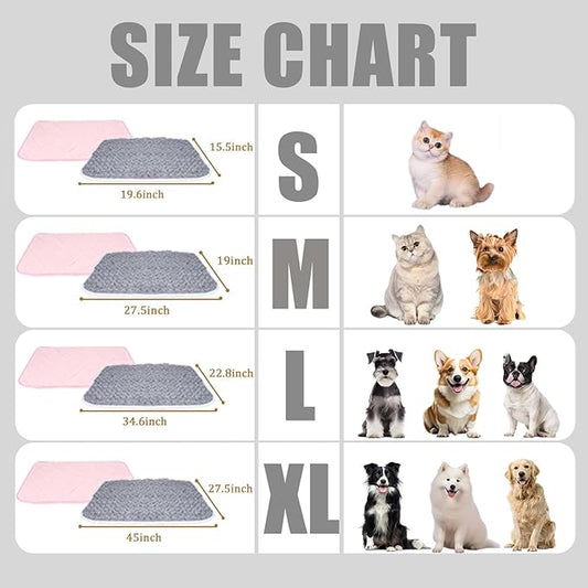 SUPRIY 2-Pack (Pink + Gray) Self-Warming Cat Mat Self-Heating Dog Mat Warm Pet Pad Reflective Heating Pet Bed Waterproof and Washable Suitable for Dog Cat Bed Cage Mats Blanket (Small15.5x19.5IN)
