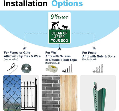 Clean Up After Your Dog Signs, 10x7in Optional Accessory Bundle, Please Pick Up Your Dog Poop, no poop signs for yard Keep Off Grass,1pc,zinclue
