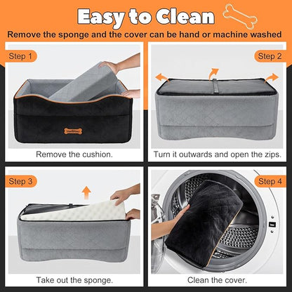 Car Seat for Large Dog, Dog Booster Seats for 2 Medium or 3 Small Dogs Under 100Lbs, Pet Car Seats with 2 Safety Leashes, Dogs Sofa Bed Cushion Add Thick Sponge, Pet Cars Carrier for Travel