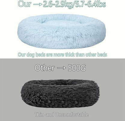 Calming Dog Bed for Big Dogs, 39'' Round Anti-Anxiety Warm Fluffy Plush Faux Fur Bed, Soft Anti-Slip Donut Washable Big Pet Bed, Cozy Big Dogs Bed, Fits up to 100 lbs Pets