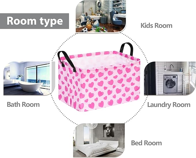 Valentine's Day Storage Basket Baby Hamper Collapsible Organizer Bin Gifts Shelf Baskets for Room Decor