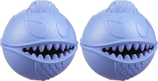 Jolly Pets Monster Ball Bouncing Dog Toy/Treat Holder, 2.5 Inches, Blue (Pack of 2)