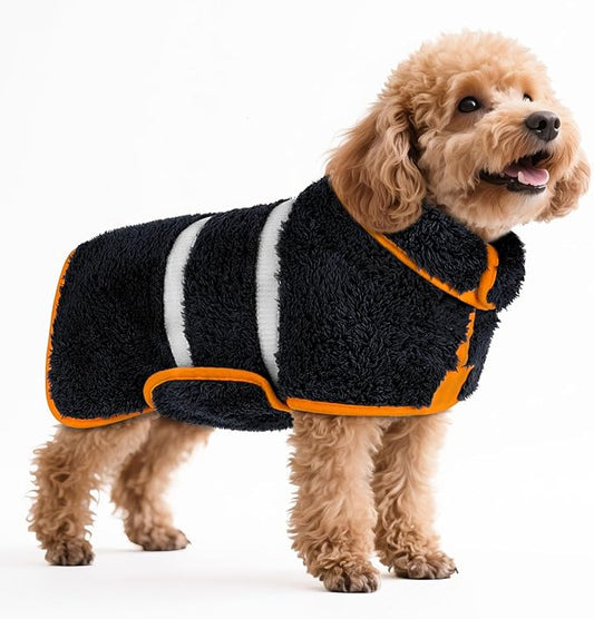 Bienbee Dog Bathrobe, Quick Drying Super Absorbent Dog Robes for After Bath, Warm Keeping Dogs Towel, Dogs Bath Supplies, Black S
