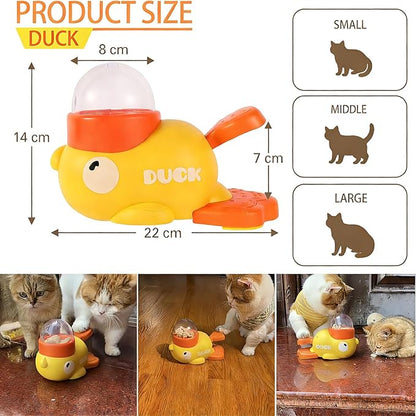 Cat & Small Dog Interactive Treat Dispenser Toy, 2-in-1 Duck Shaped Slow Feeder, Mentally Stimulating Puzzle Toy, Reduces Bloating Anti-Gulping for Indoor Pets