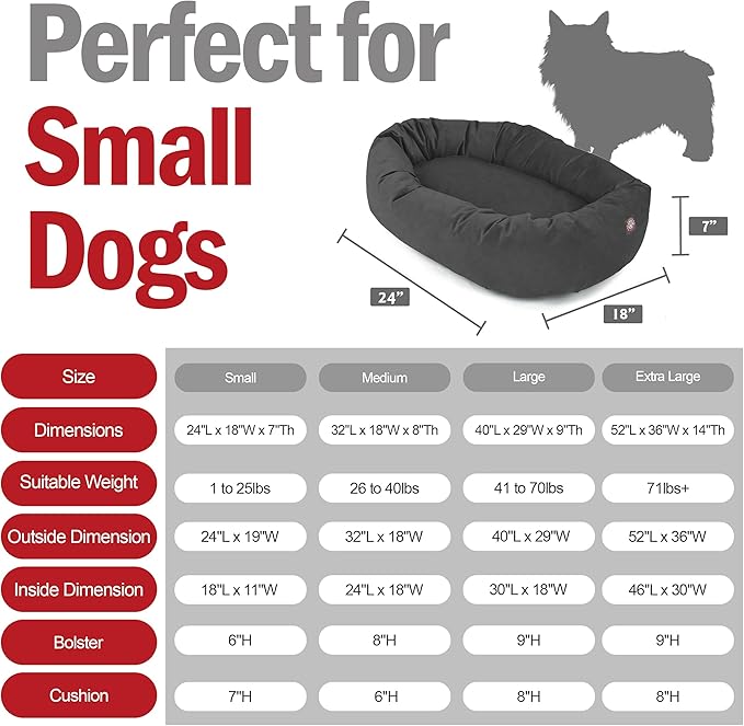 Majestic Pet Suede Shredded Memory Foam Mix Calming Dog Bed Washable - Cozy Soft Round Dog Bed with Spine for Head Support - Fluffy Donut Dog Bed, 24 Inch, Gray