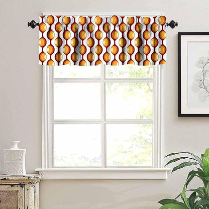 Vintage Geometric Pattern Valance Curtains, 1970S 1960S Retro Groovy Bauhaus Mid Century Modern Window Curtain Valance for Bedroom Living Room Kitchen 54x18inch