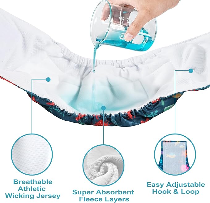 wegreeco Small Dog Diapers Male,Reusable Belly Bands for Male Dogs,Washable Doggie Puppy Diapers Wraps,Medium Large Size (5 Pack Medium, Marine Animal)