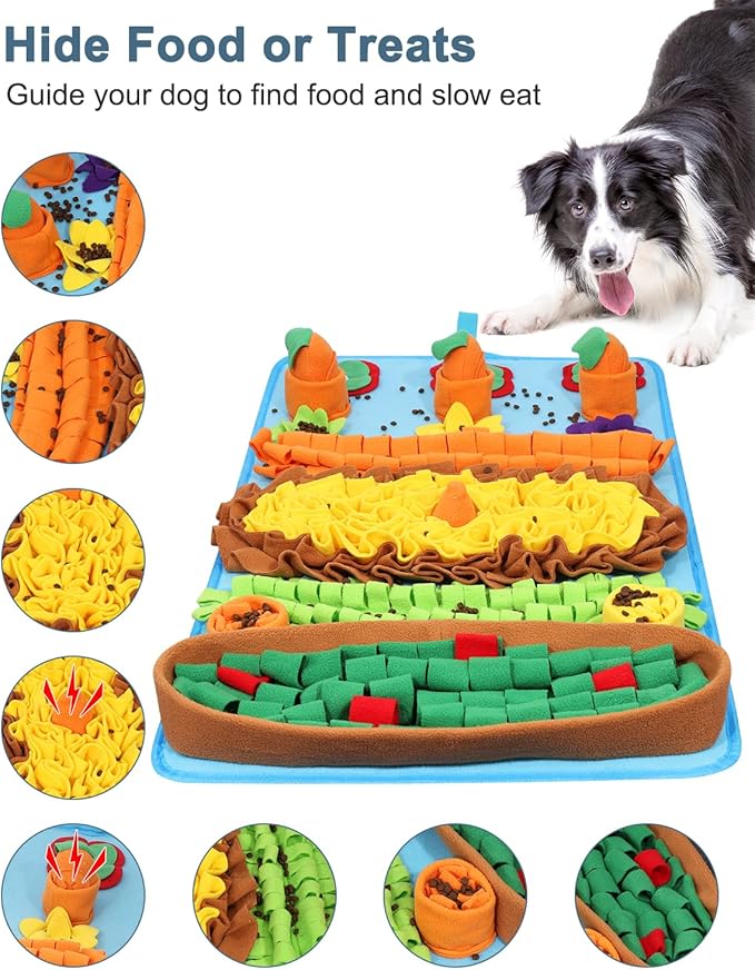 Snuffle Mat for Dogs, 32 x 20 inch for Medium & Large, Portable & Compact Dog Puzzle Toy for Stress Relief, Reduces Fast Eating, with Anti-Slip Botton