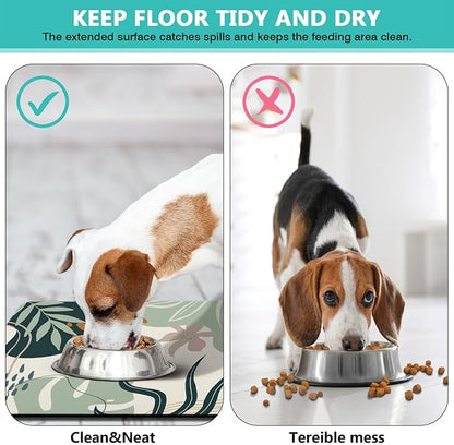 Dog Food Mats for Floors Absorbent, Cat Food Mat - Pet Cat Feeding Mat Quick Dry, Dog Bowl Mats for Water, Pet Supplies Feeding Placemat 16" x 24" Boho