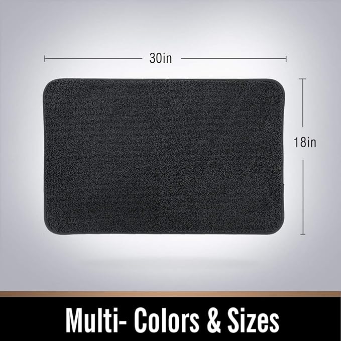 ITSOFT Dirt Trapper Indoor Door Mat & Entrance Rug for Wet Muddy Shoes and Pet Paws, Non-Slip Machine Washable, Shoe Scraper, Absorbent Welcome Dog Mat for Front Door, Entry Way (30x18, Dark Gray)