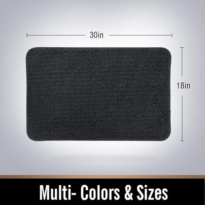 ITSOFT Dirt Trapper Indoor Door Mat & Entrance Rug for Wet Muddy Shoes and Pet Paws, Non-Slip Machine Washable, Shoe Scraper, Absorbent Welcome Dog Mat for Front Door, Entry Way (30x18, Dark Gray)
