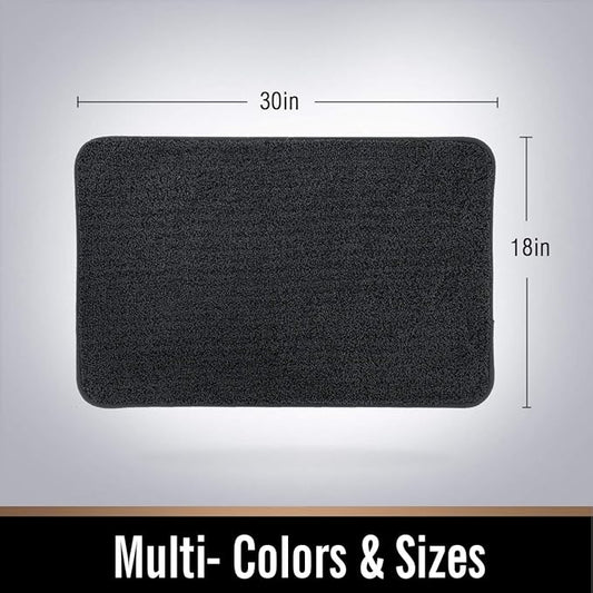 ITSOFT Dirt Trapper Indoor Door Mat & Entrance Rug for Wet Muddy Shoes and Pet Paws, Non-Slip Machine Washable, Shoe Scraper, Absorbent Welcome Dog Mat for Front Door, Entry Way (30x18, Dark Gray)