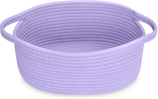 ABenkle Small Basket with Handles - Decorative Durable Rope Woven Storage Bin Shelf Storage Organizer Cube, Easter Baby Gift Basket, 12"x8"x5"