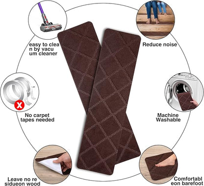 Stair Treads for Wooden Steps - 15pcs, 8x30in Carpet Stairs Runner Indoor Non-Slip Mats for Kids, Elders and Pets