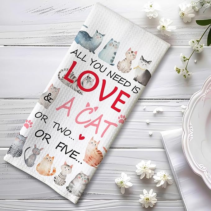 Cat Kitchen Towels - Quick-Dry Kitchen Hand Towels Decorative, Diverse Cat Gathering Art Decorative Dish Towel for Devoted Pet Moms | Tea Towel Home Accent & Heartfelt Mantra Gift for Feline Ladies