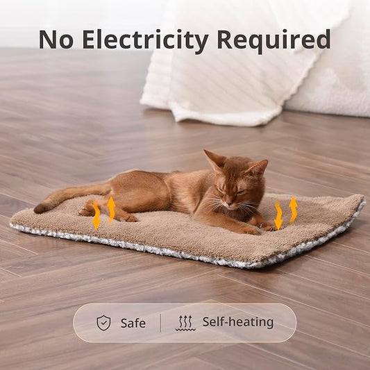 Self Warming Cat Bed, 24" x 18" Self Heating Pet Pad, Double Sided Heated Dog Mat Thermal Blanket for Large Kittens Small Puppy