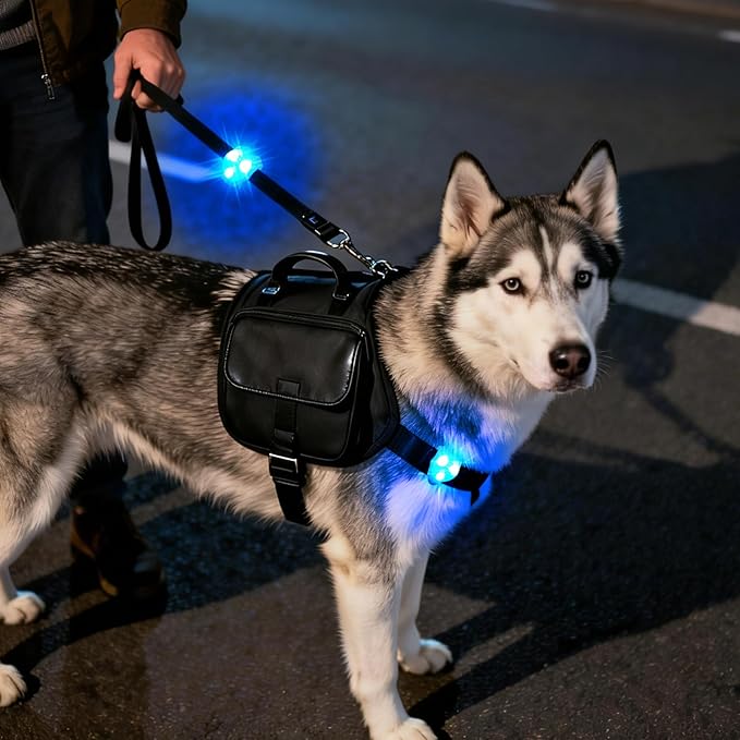 LaRoo LED Dog Collar Light - Waterproof Clip-On 3 Modes, High Visibility for Night Walking/Camping, Pet Safety Light for Small/Medium/Large Dogs (Blue)