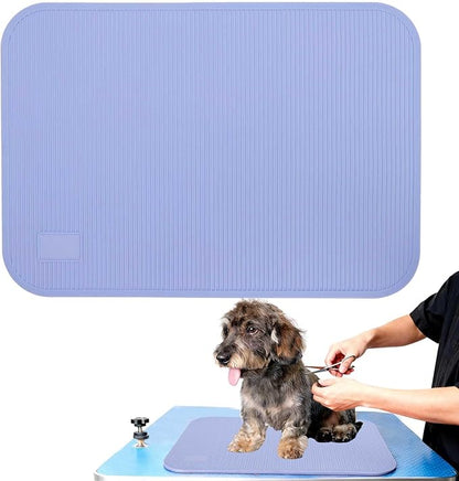 Dog Grooming Table Mat Pad Non Slip，Silicone Durable Premium Non-Slip Dog Bath Mat，Slip Mat - Bathing Mat for Pets，22.45inchX15.75inch (Blue)