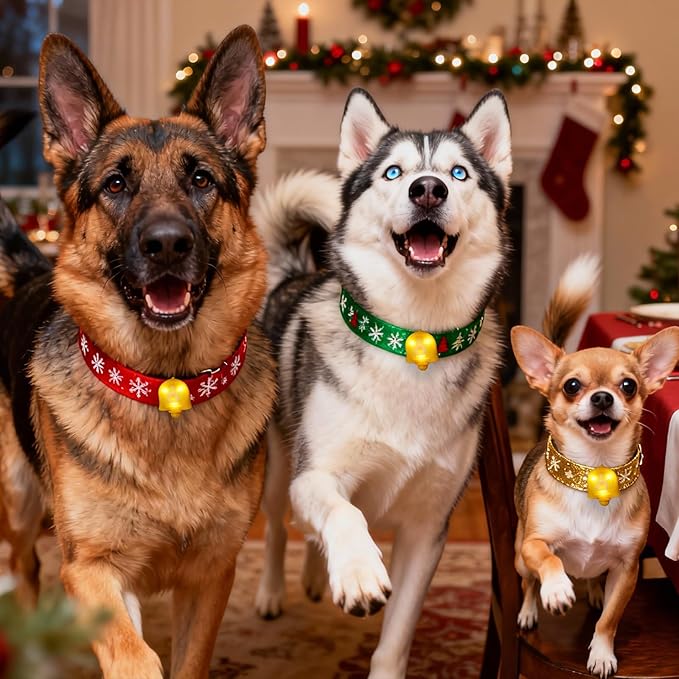 LaRoo Christmas Day Dog Lights for Night Walking,Led Dog Collar Lights for Nighttime Clip On Light up Dog Collar (Yellow)