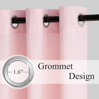 NICETOWN Non-See-Through Privacy Pink Sheer Curtains 96 inches Long 2 Panels for Girls Room, 52" Wide Grommet Window Drapes for Nursery- Home Decoration Light Filtering Elegant Window Treatment