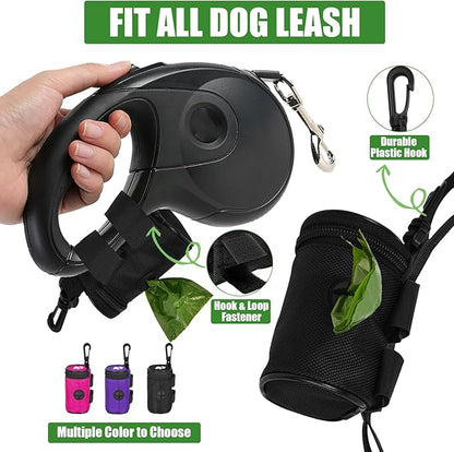 Dog Waste Bag Dispenser Pet Poop Bags Holder for Doggie Waste Bags Dispensers Soft Fabric Zipper Small Doggy Puppy Pouch for Leash Accessory Attachment with Carrier,Paw Print, No-XYBbk