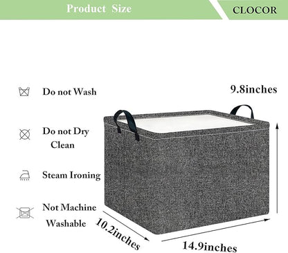 CLOCOR Rectangular Storage Basket,Collapsible Cute Pattern Storage Bin,Waterproof Books Box with Handles,Gift Basket(Grey)