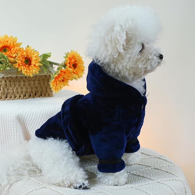 Dog Bathrobe Fast Absorbent Hooded Bath Towel Small Dog Thickened Luxury Pajamas Sleepwear Super Soft Microfibre Pet Bath Robe Nightwear Dog Drying Coat Bag for Puppy Cats Chihuahua Yorkie Poodle